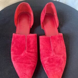 Vince Red Flats Elegant Suede Loafers